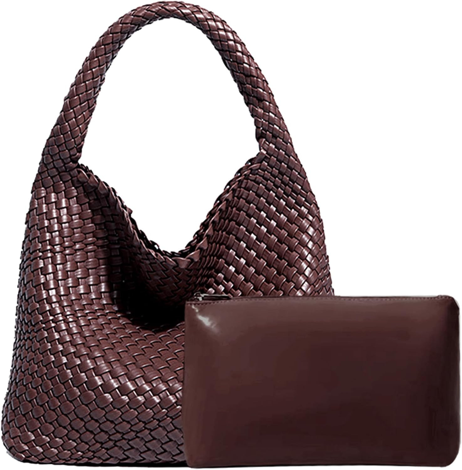 Women Vegan Leather Hand-Woven Tote Handbag Fashion Shoulder Top-handle Bag All-Match Underarm Ba... | Amazon (US)