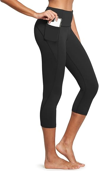 BALEAF Women's Capri Leggings Workout Yoga Running Capris High Waisted Pull On Cropped Leggings w... | Amazon (US)