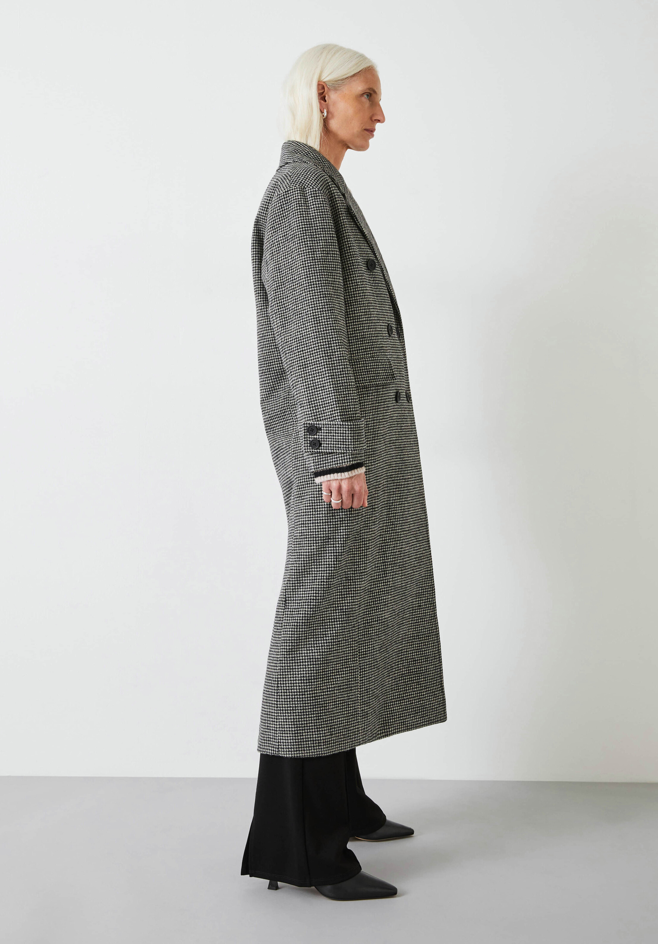 Rose Check Double Breasted Wool Blend Coat | Hush UK