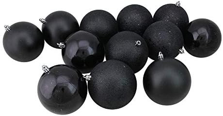 12ct Black Shatterproof 4-Finish Christmas Ball Ornaments 4" (100mm) | Amazon (US)