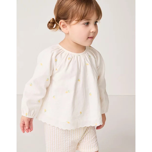 Organic Cotton Linen Lemon Top & Seersucker Stripe Shorts Set (0–18mths) | The White Company UK & ROW