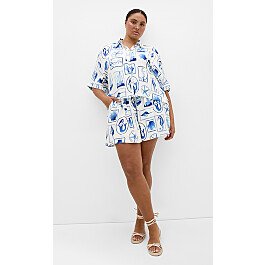Liana Amalfi Print Shirt - white | City Chic Online