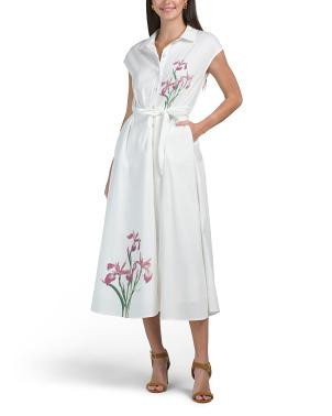 Midi Button Down Embroidery Shirt Dress | TJ Maxx