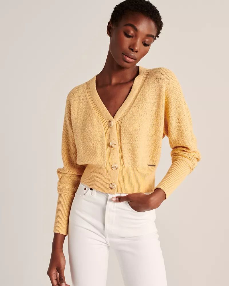 V-Neck Ribbed Cardigan | Abercrombie & Fitch US & UK