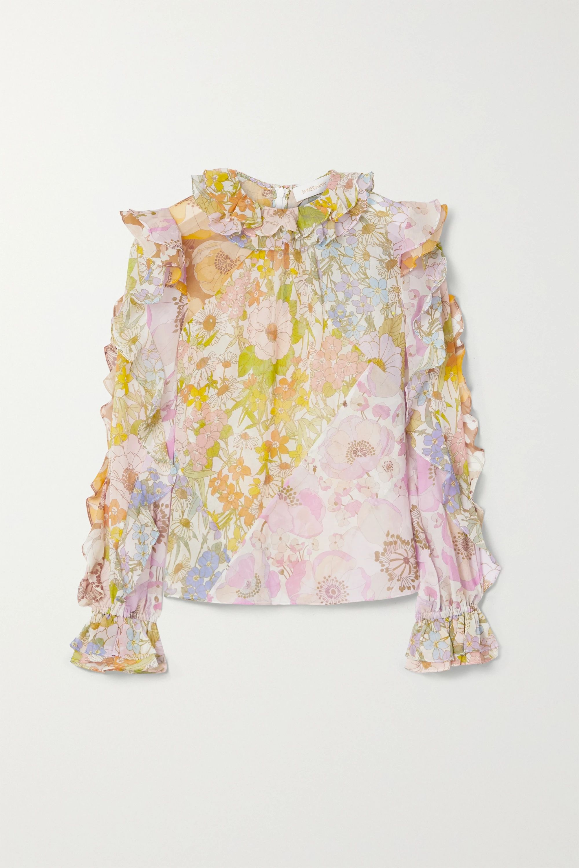 Super Eight ruffled floral-print cotton and silk-blend voile top | NET-A-PORTER (US)