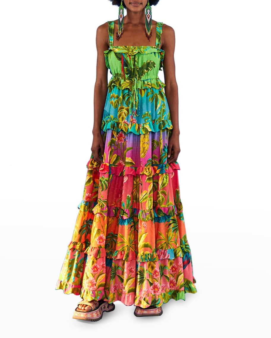 Ombre Forest Tiered Maxi Dress | Neiman Marcus