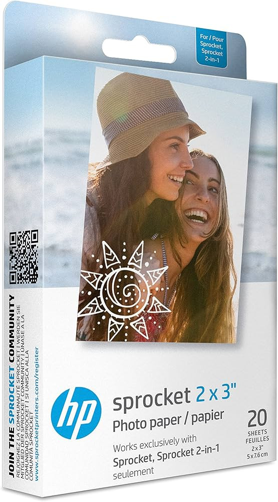 HP Sprocket 2x3 Premium Zink Sticky Back Photo Paper (20 Sheets) Compatible with HP Sprocket Phot... | Amazon (US)