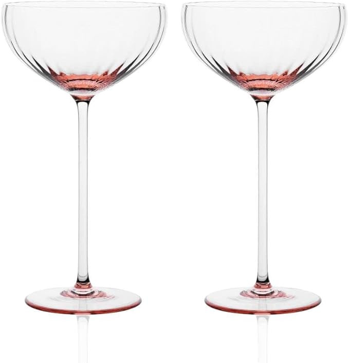 Sister.ly Drinkware Pink Coupe Glasses/Pink Coupe Champagne Glasses, Set of 2, 8 oz, Perfect for ... | Amazon (US)