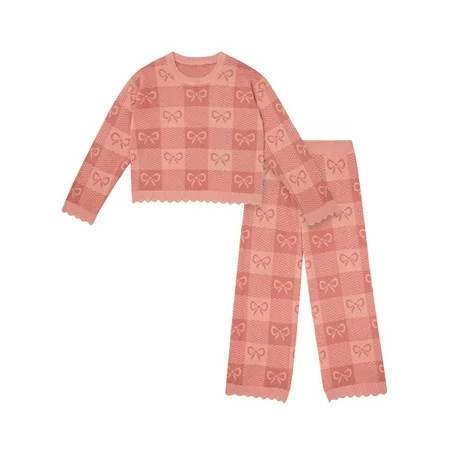 Modern Moments by Gerber Girl Jacquard Seater Knit Top & Pant Set Sizes ( 12 Months - 7 Kids) | Walmart (US)