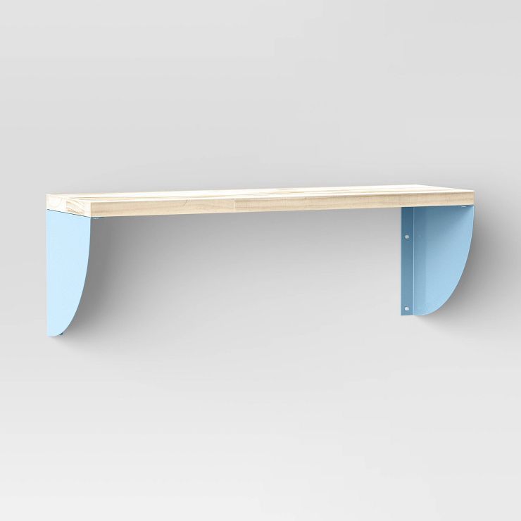 Wood Shelf with Metal Brackets Blue - Pillowfort™ | Target