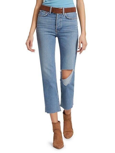 High-Rise Distressed Stovepipe Jeans | Saks Fifth Avenue OFF 5TH