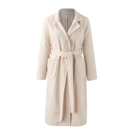 Wool Coat Womens Womens Fit Mid Long Coat Lapel Jacket Overcoat Outwear Trench Windbreaker Womens Coats Winter Wool Winter Trench Coat Women Wool Lapel Coat Women Mid Length Trench Coat Women | Walmart (US)