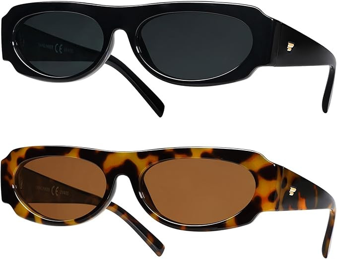 VANLINKER Trendy Retro 90s Sunglasses Womens Mens Vintage Oval Frame Polarized Small Shades VL978... | Amazon (US)