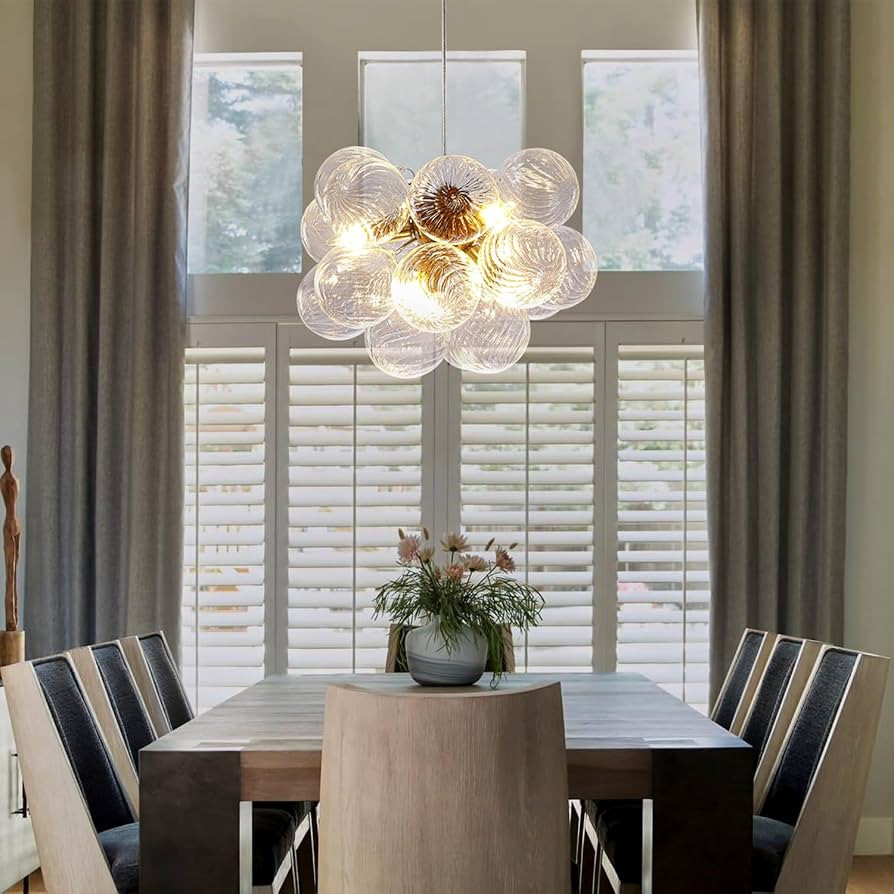 Modern Bubble Ball Swirled Chandelier Gold 6-Light Bubble Clear Glass Chandelier Hand Blown Glass... | Amazon (US)