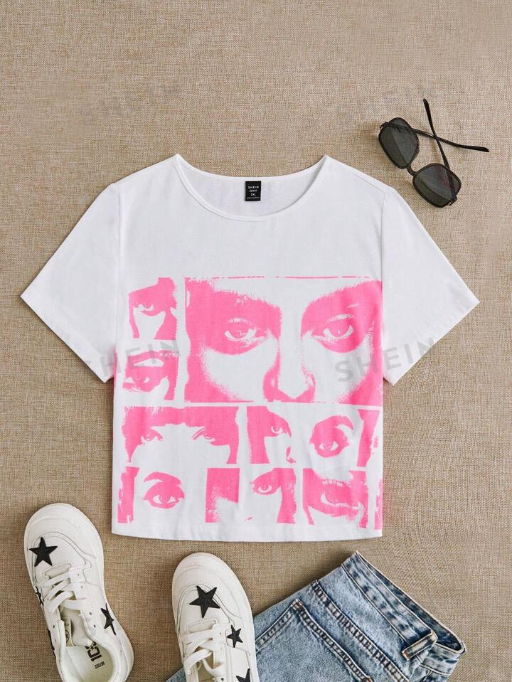 SHEIN EZwear Plus Figure Graphic Tee | SHEIN