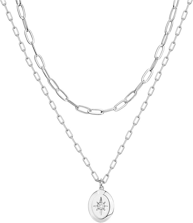 PAVOI 14K Gold Plated Layering Necklaces | Stylish Minimalist Design Pendant Necklaces | Bar, Lot... | Amazon (US)