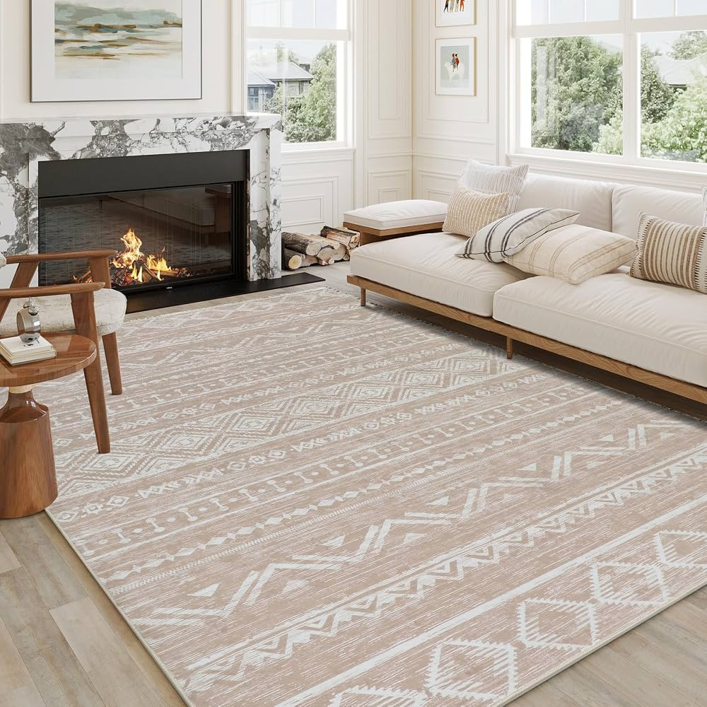 Boho Area Rug 5x7 Taupe Washable Carpet for Bedroom Living Room Modern Moroccan Non Slip Soft Ind... | Amazon (US)