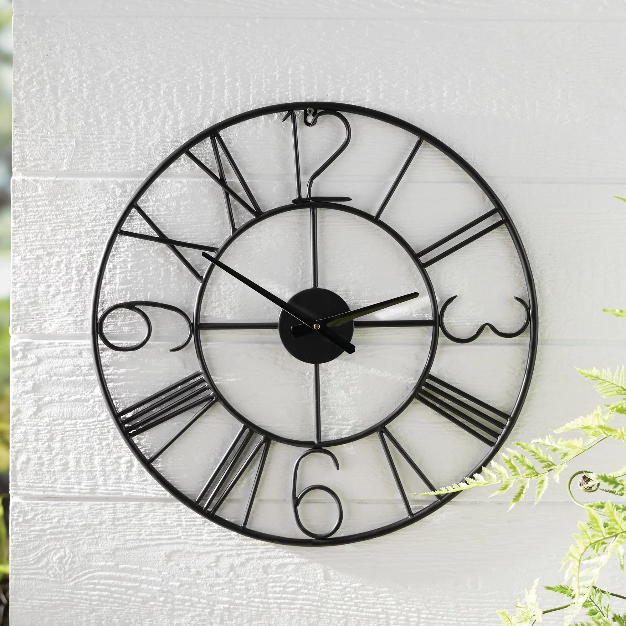 Better Homes and Gardens Black Metal Outdoor Decorative Hanging Clock Wall Art Decor | Walmart (US)
