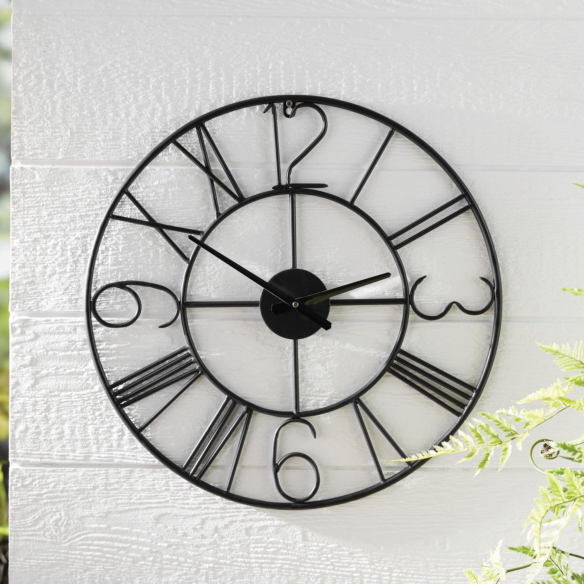 Better Homes and Gardens Black Metal Outdoor Decorative Hanging Clock Wall Art Decor, 22Lx1.4Wx22... | Walmart (US)