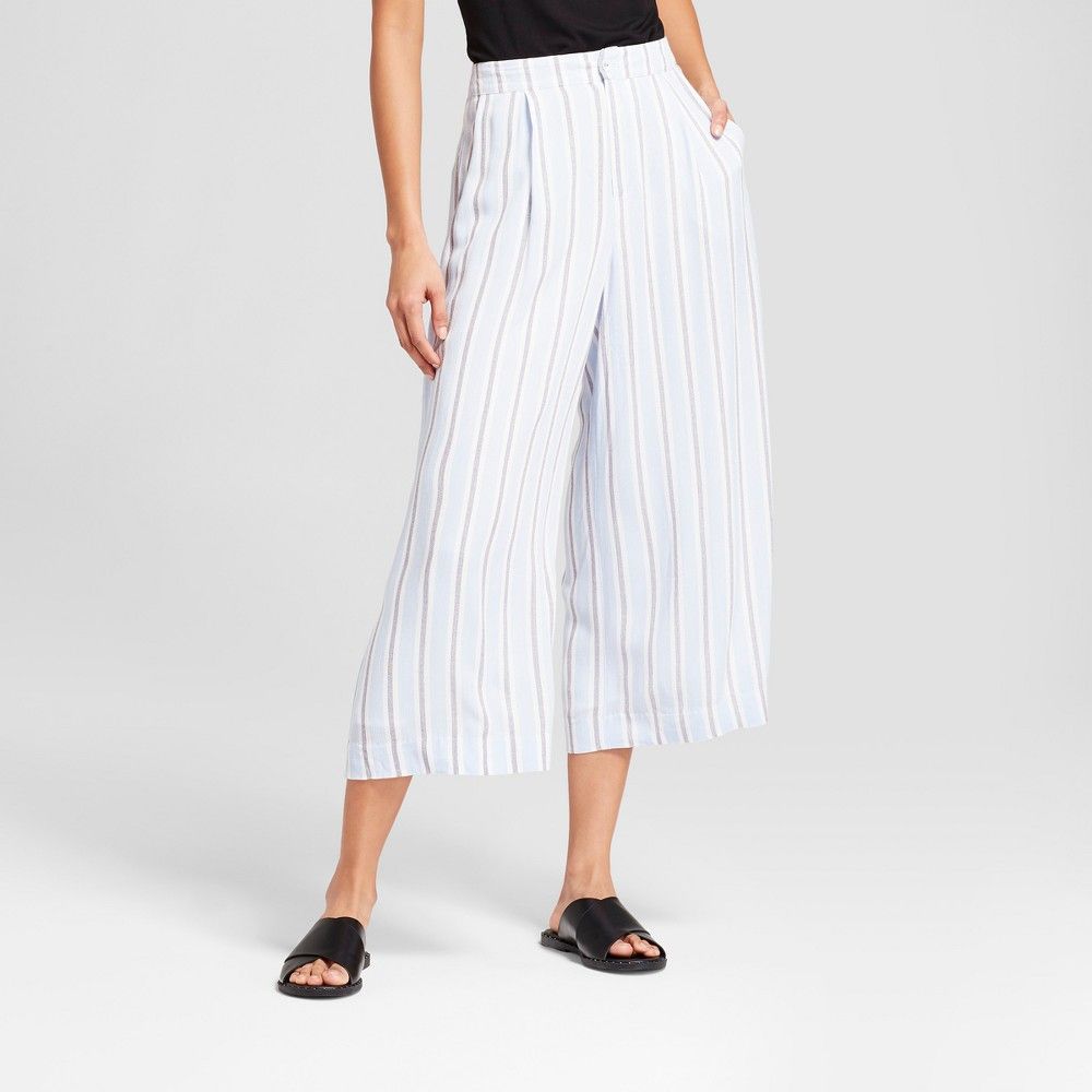 Women's Striped Wide Leg Poppy Pants - Needlework Blue/White S | Target