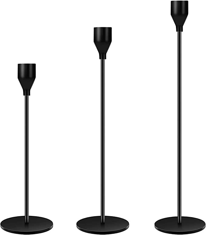 Olamtai Candle Holders Set of 3 for Taper Candles, Matte Black Candlestick Holders, Decorative Ta... | Amazon (US)