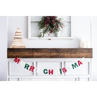 Wool Felt Merry Christmas Garland Holiday Mantel Decor | Etsy (US)
