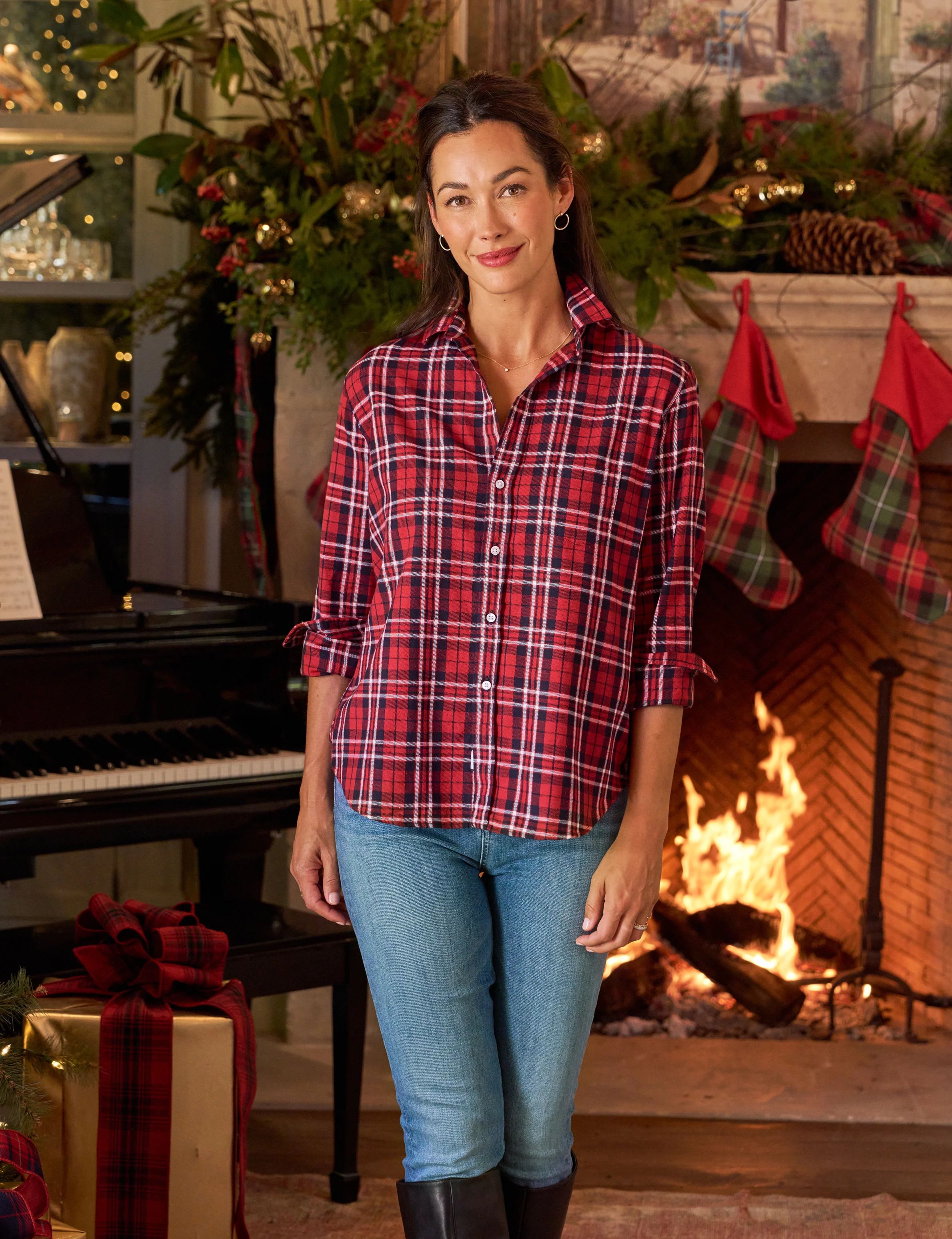 EILEEN Red and Black Plaid, Flannel | Frank & Eileen