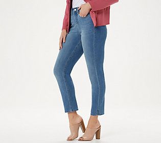 Curves 360 by NYDJ Shape Slim Straight Jeans Slits - Illiad | QVC