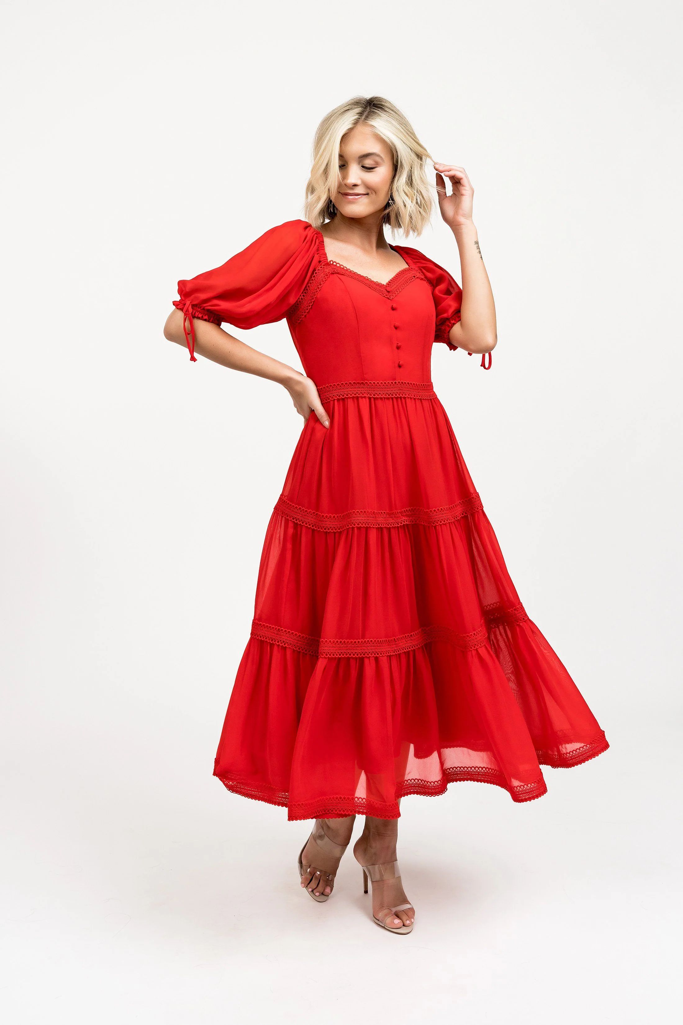Chiffon Summer Dress - Berry Red | Rachel Parcell