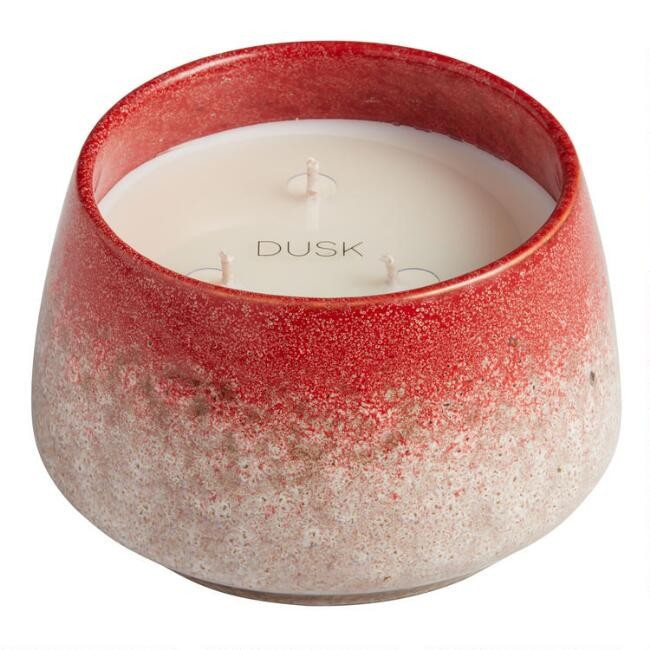 Dusk Red Soy Wax Reactive Glaze Filled Jar Candle | World Market