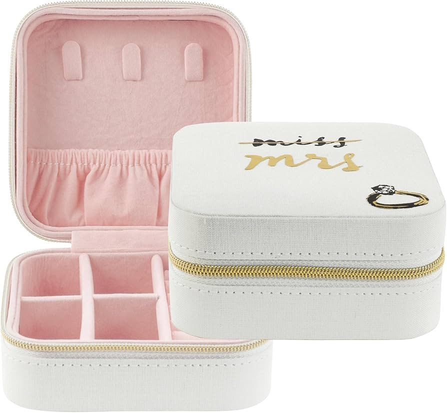 Kate Spade New York Small Travel Jewelry Case, White Wedding Jewelry Box to Organize Rings, Neckl... | Amazon (US)