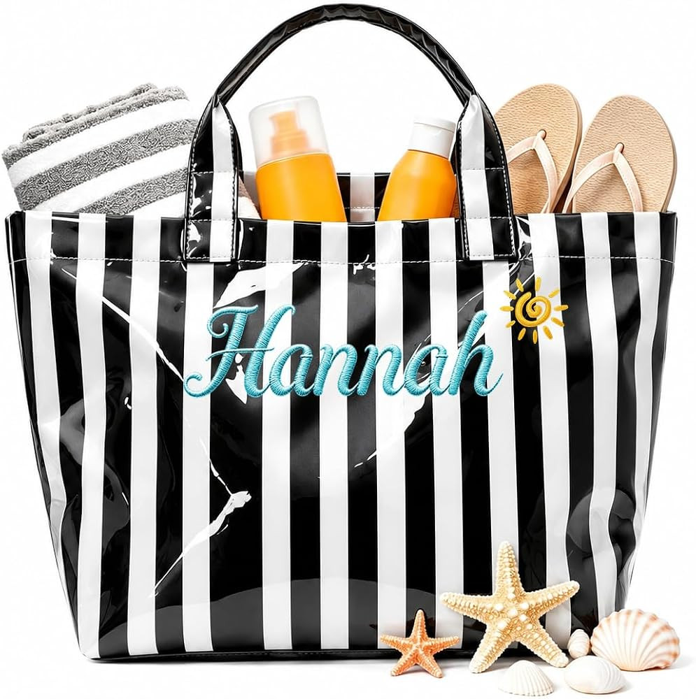 Personalized Jelly Beach Tote Bag with Name, Custom Waterproof PVC Tote for Women, Large Sandproo... | Amazon (US)