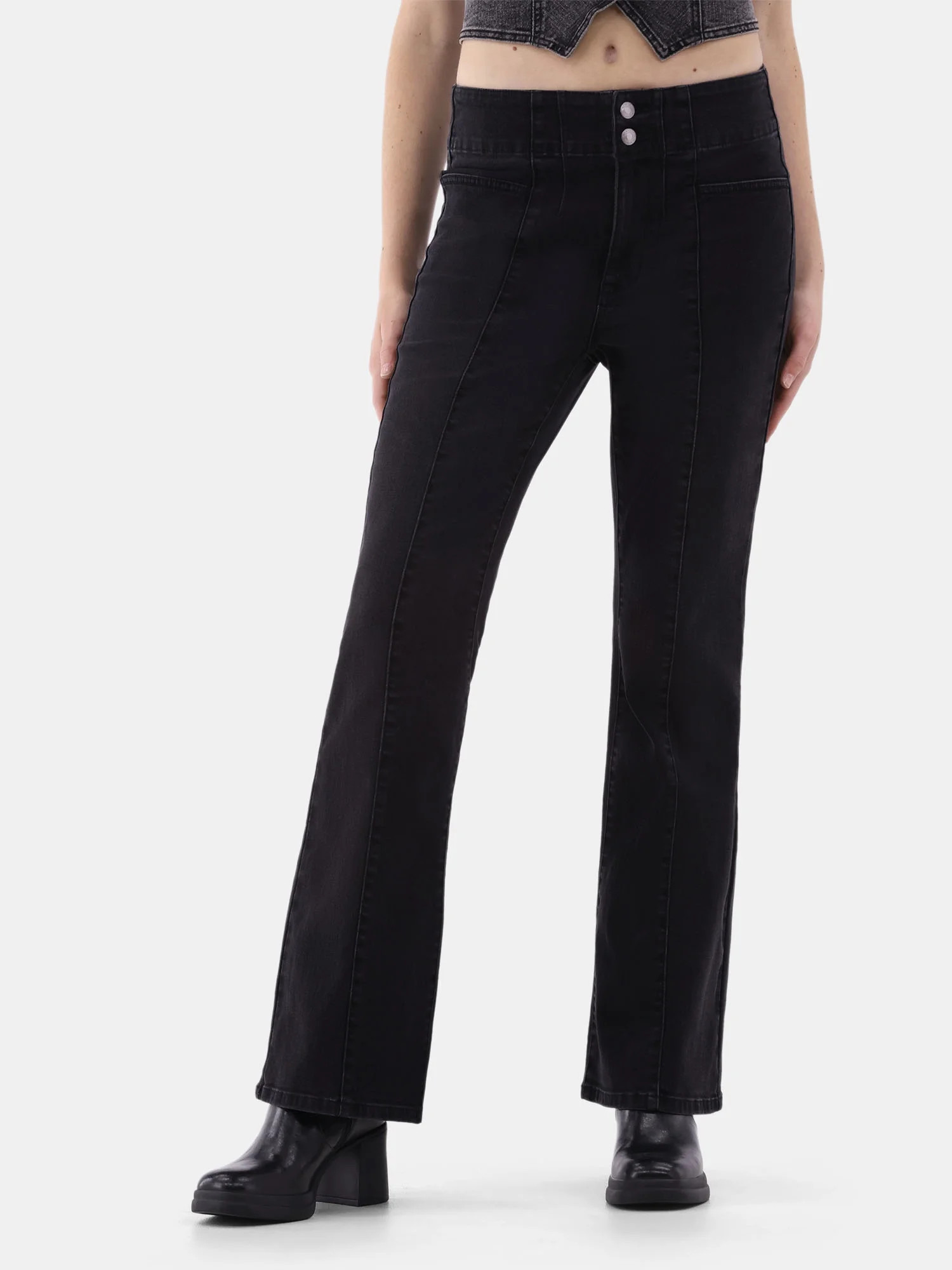 No Boundaries Pintuck Flare Pants, 31” Inseam, Women’s | Walmart (US)