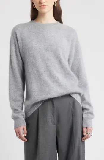 Nordstrom Brushed Cashmere Sweater in Grey Snow Heather at Nordstrom Rack, Size X-Small | Nordstrom Rack