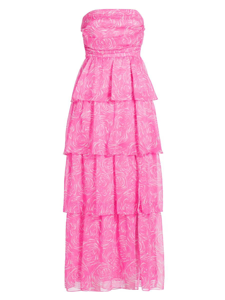 Gaston Tiered Floral Strapless Maxi Dress | Saks Fifth Avenue
