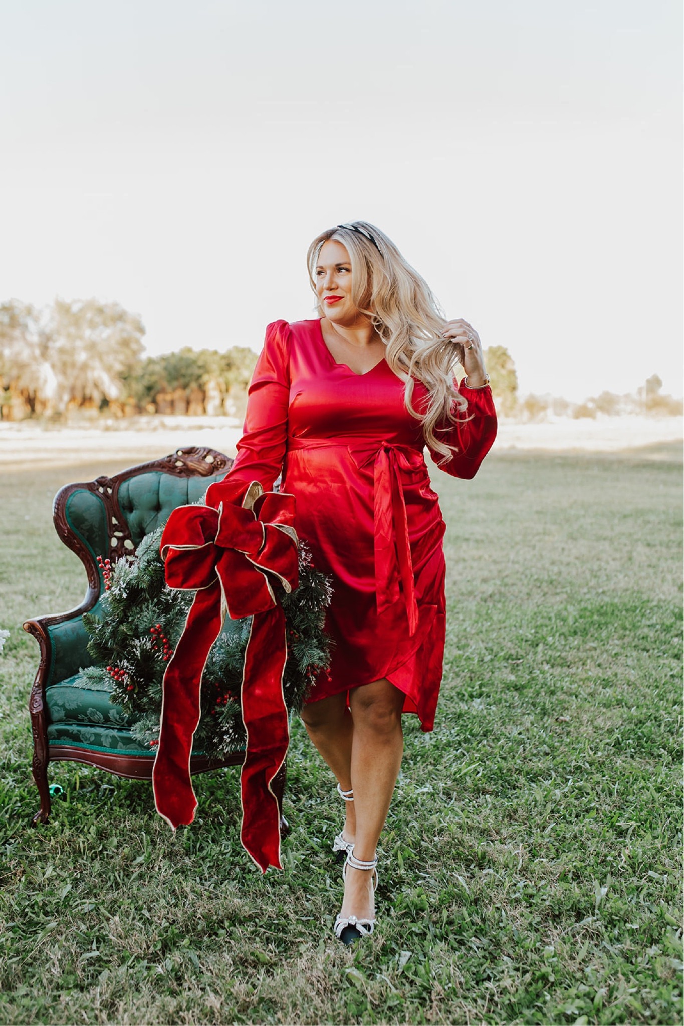my Pink Desert red satin dress for the Holidays! i’m in size large. sizing runs a bit big, you can size down! lined and zips, but has elastic at the waist for give. goes to xxxl! 

#LTKcurves #LTKunder100 #LTKHoliday