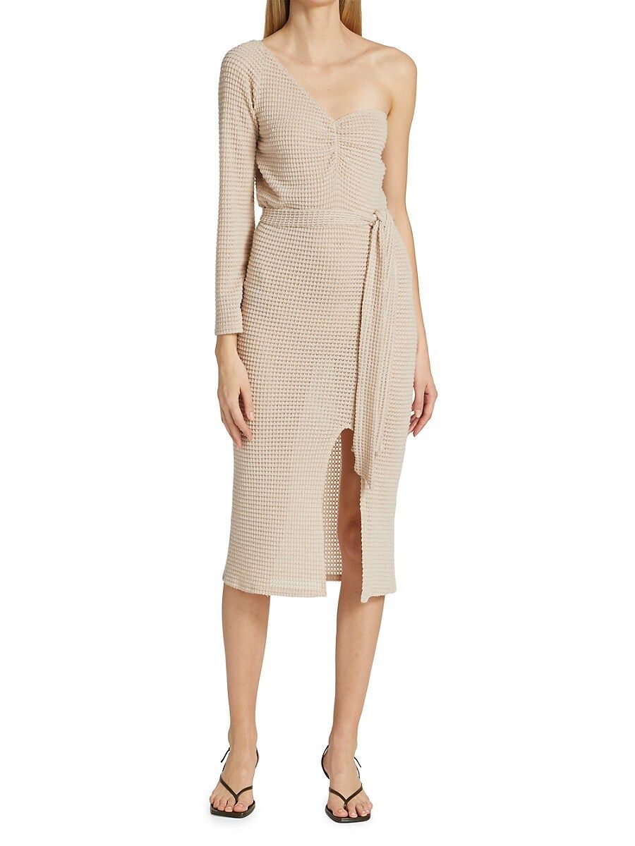 IZAYLA Women's One Shoulder Waffle Knit Dress - Beige - Size L | Saks Fifth Avenue OFF 5TH