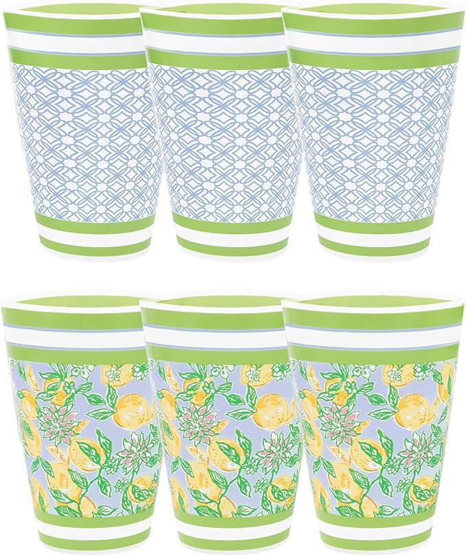 Lilly Pulitzer 14 Ounce Reusable Plastic Pool Cups, Set of 6 Durable Kid-Friendly Drinking Glasse... | Amazon (US)