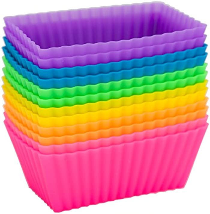 Pantry Elements Rectangular Silicone Baking Cups / Cupcake and Muffin Molds, Six Vibrant Colors -... | Amazon (US)