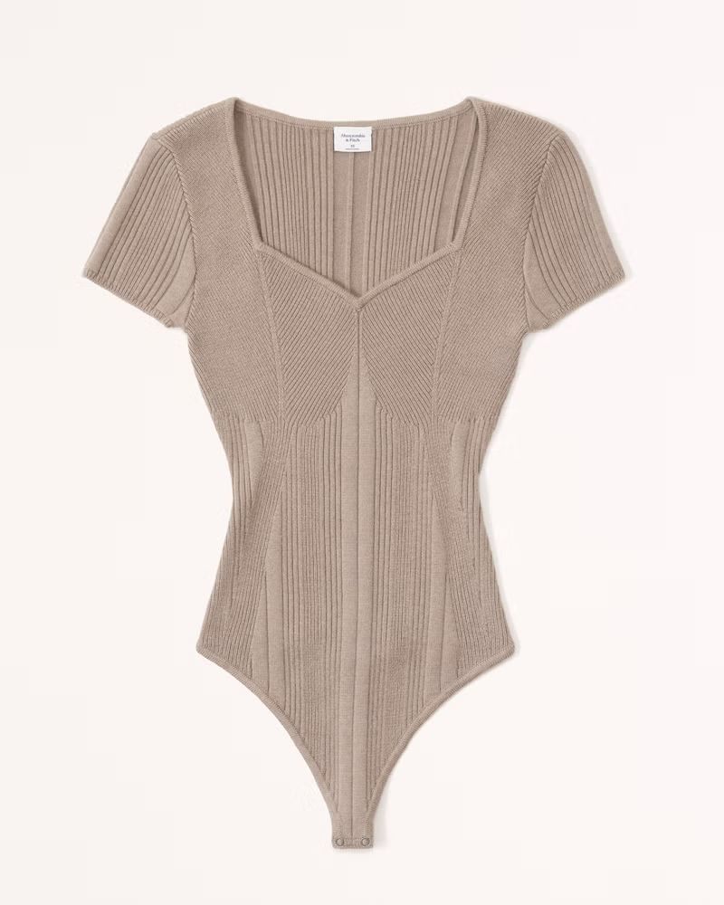 Short-Sleeve Sweetheart Sweater Bodysuit | Abercrombie & Fitch (US)