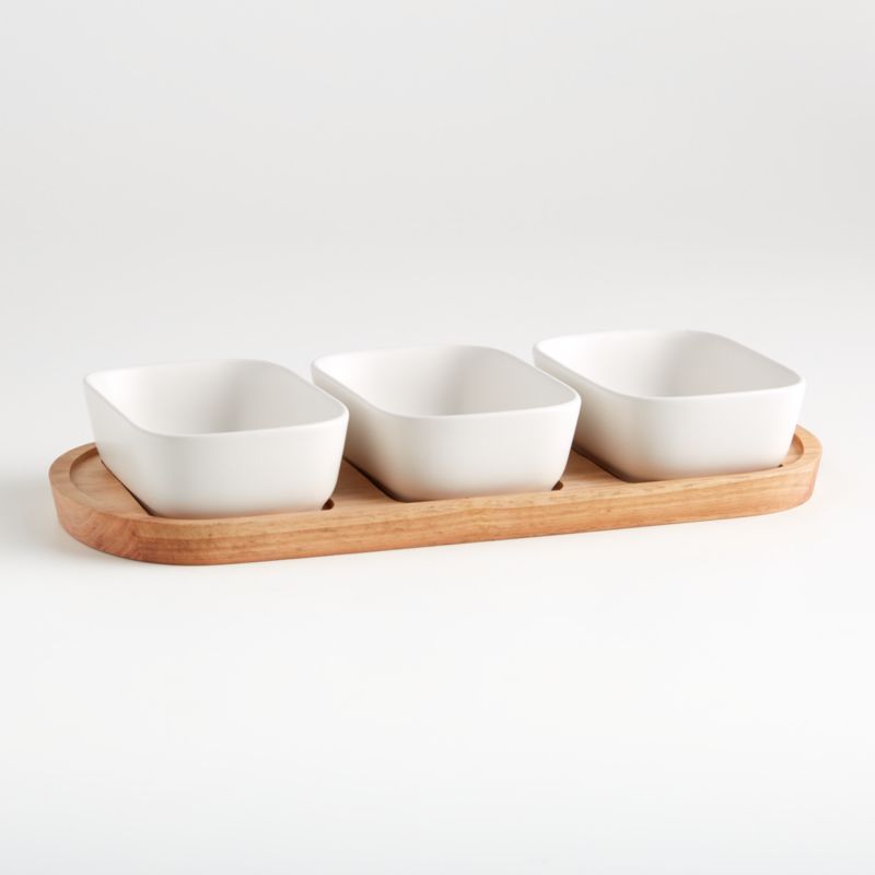 Oven-to-Table Oval Serving Bowls with Oval Wood Trivet + Reviews | Crate & Barrel | Crate & Barrel