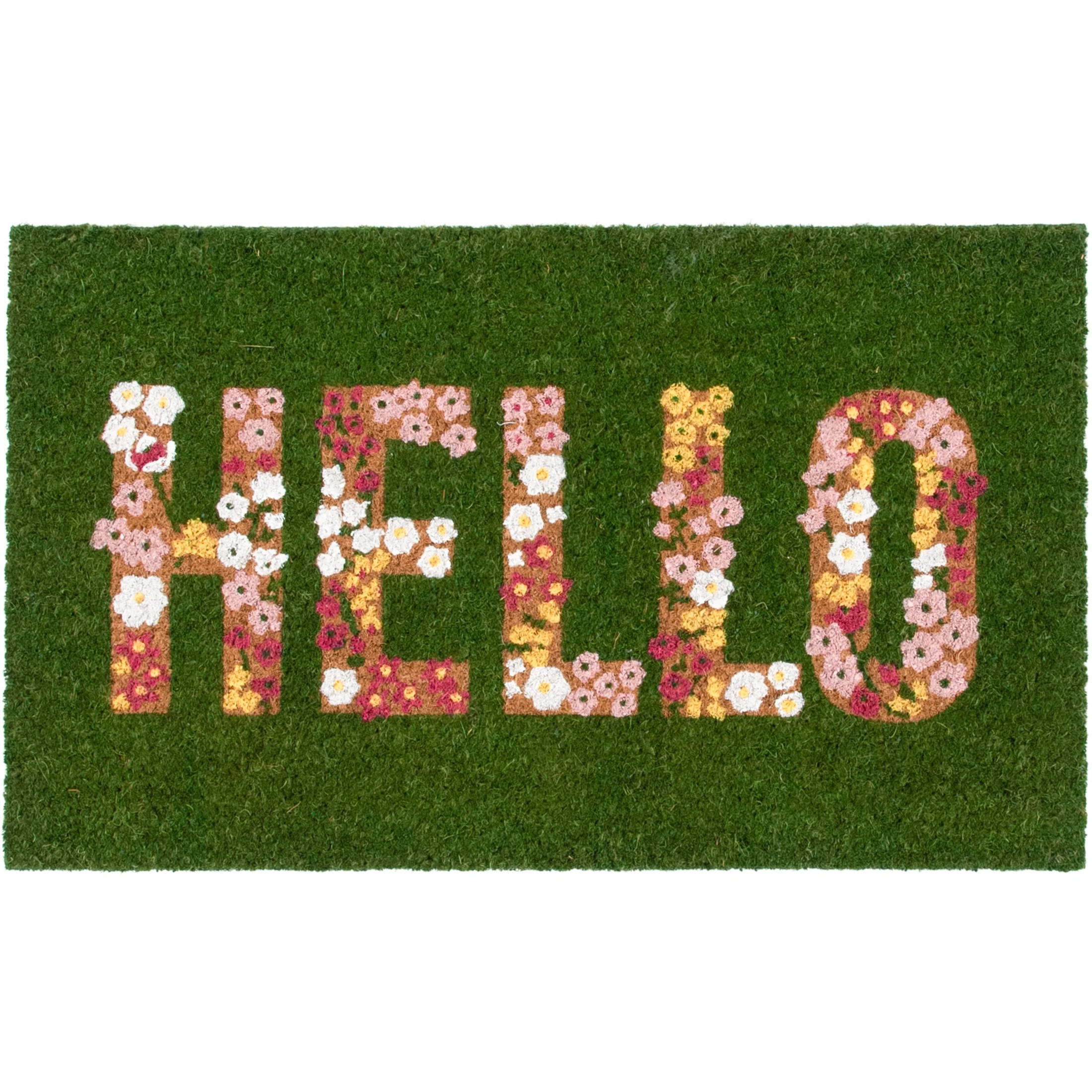 Mainstays Hello Flower Garden Outdoor Coir Doormat, 18"x30" | Walmart (US)
