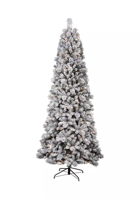9 Foot Pre Lit Flocked Tree | Belk