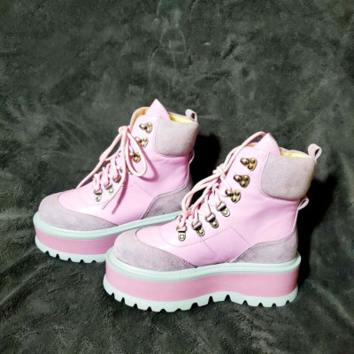 Koi Footwear Kawaii Cute Pastel Pink & Grey Platform Boots Womens US Sz 7  | eBay | eBay US