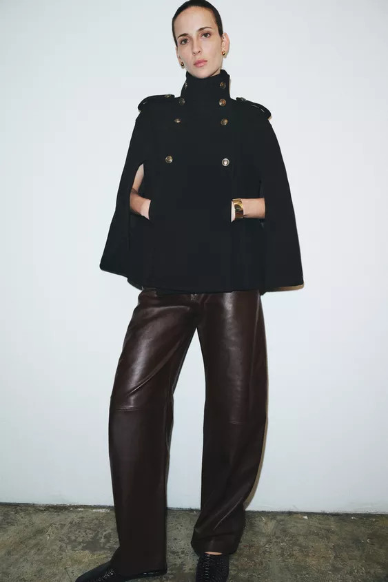 WOOL BLEND CAPE WITH METAL BUTTONS ZW COLLECTION | Zara US