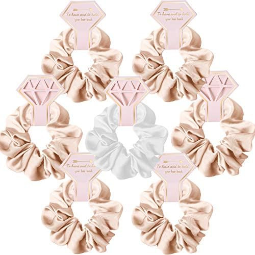 STARAMZ Bridesmaid Proposal Gifts Hair Ties 7 Hair Scrunchies Bachelorette Party Favors Satin Brides | Amazon (US)