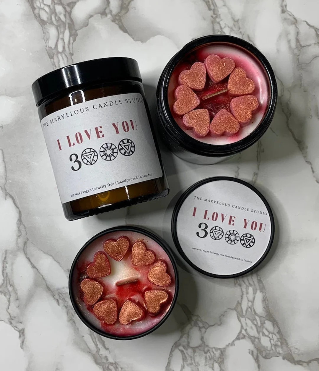 PRE-ORDER | I Love You 3000 - Marvel Wooden Wick Vegan Candle | Iron Man | Avengers Endgame | Mar... | Etsy (US)