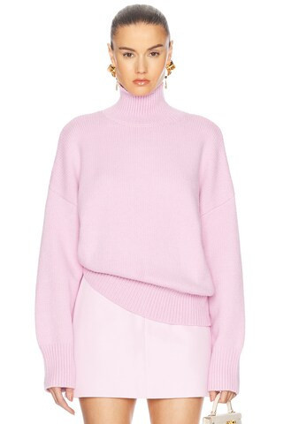 SEROYA Elsa Turtleneck Sweater in Ballet Pink - Pink. Size L (also in ). | FWRD 