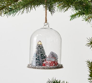 Light Up Glass Cloche Truck with Trees Ornament | Pottery Barn (US)