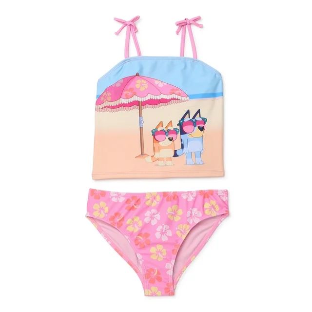 Bluey Girls Spaghetti Strap Tankini Swimsuit with UPF 50, Sizes 4/5-7/8 - Walmart.com | Walmart (US)